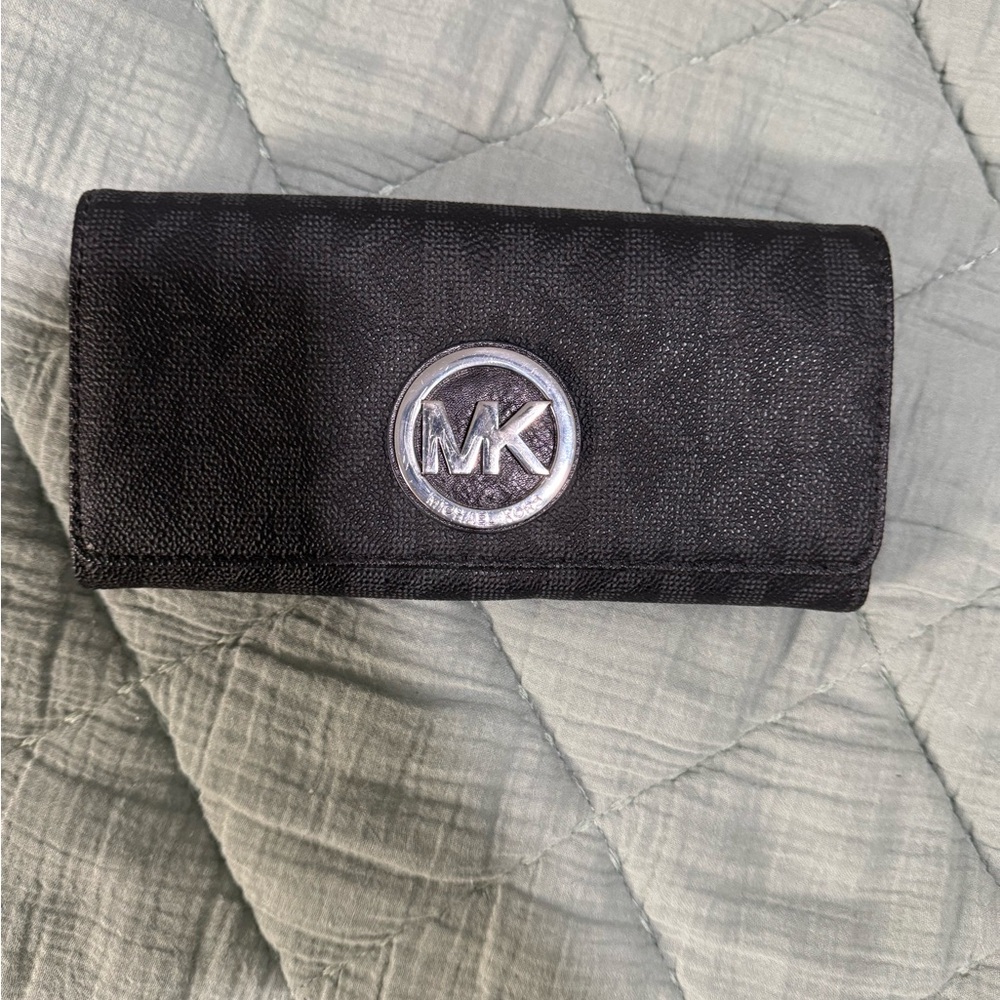 Michael Kors Black Wallet Womens with Silver Logo